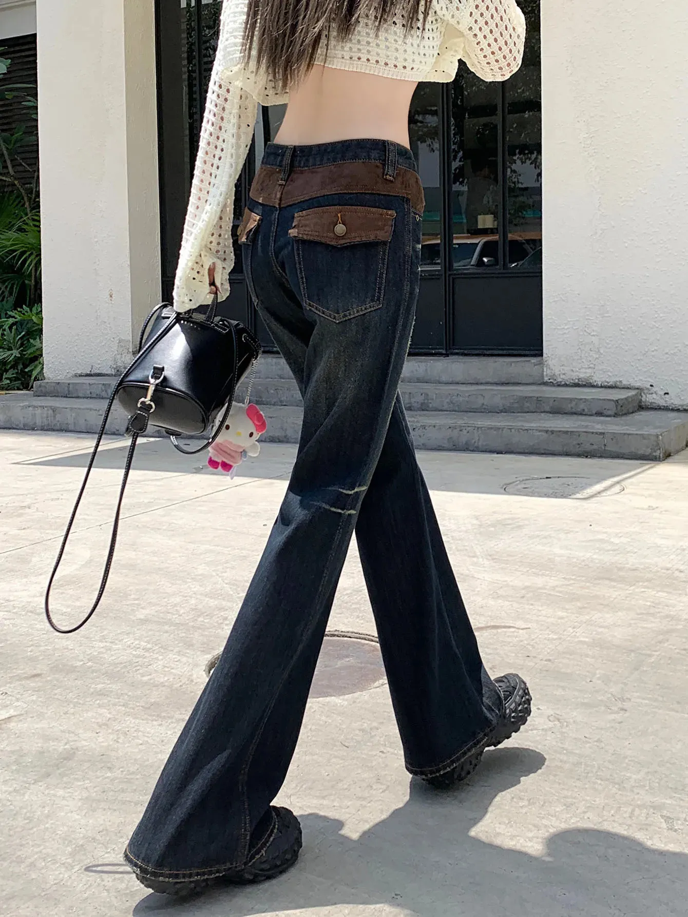 Vintage Flare Jeans: Retro Blue Denim Bootcut Pants - Y2K