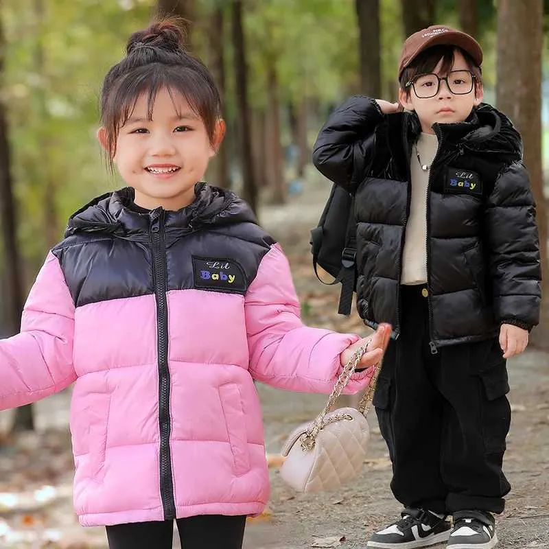 Kids Winter Warm Parka Coat Boys Girls Thickened Hooded Jacket, Down  Cotton Padded Outerwear, Autumn New Children's Clothing