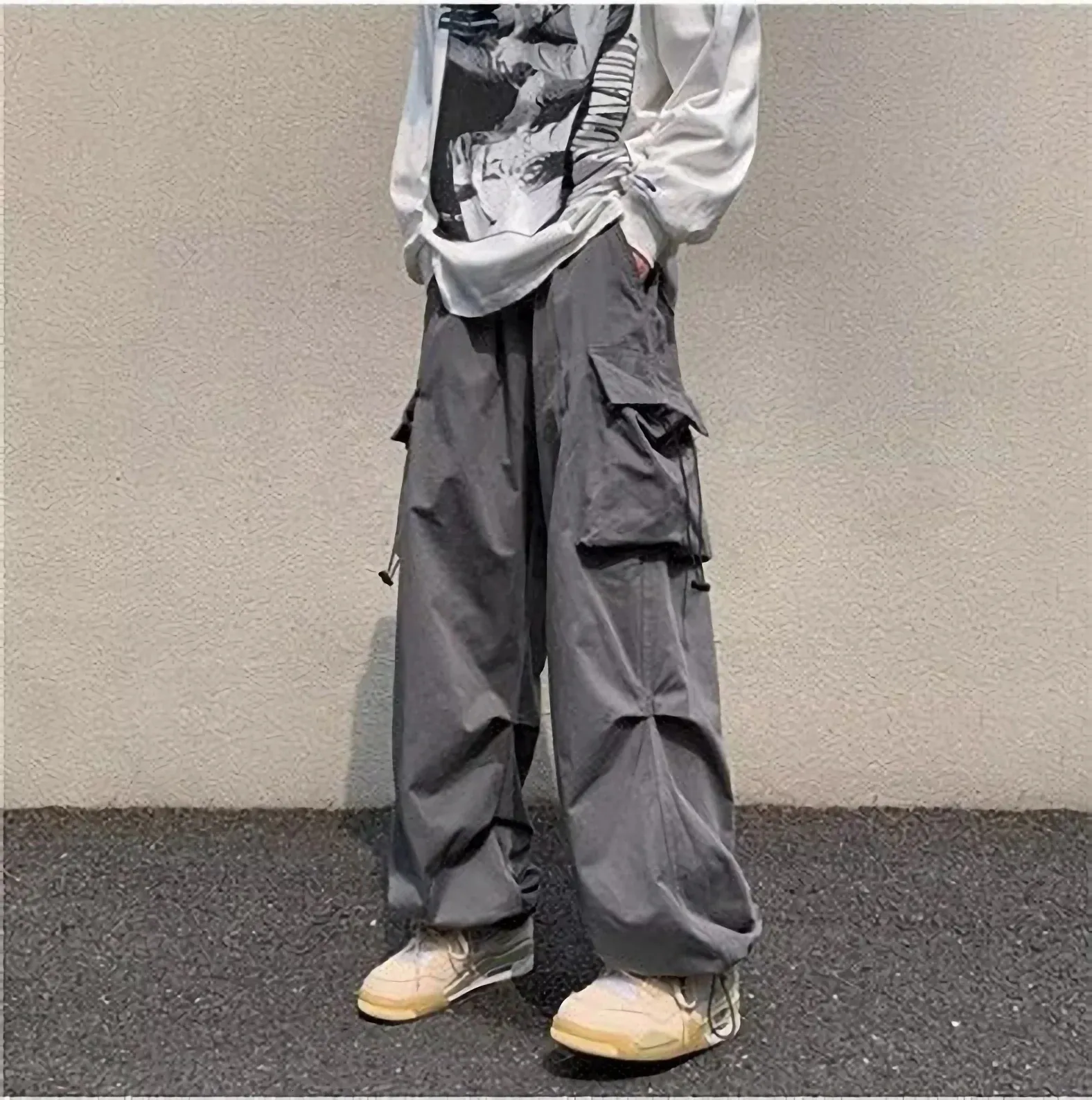Y2K Cargo Pants: Baggy Straight Trousers Unisex... From