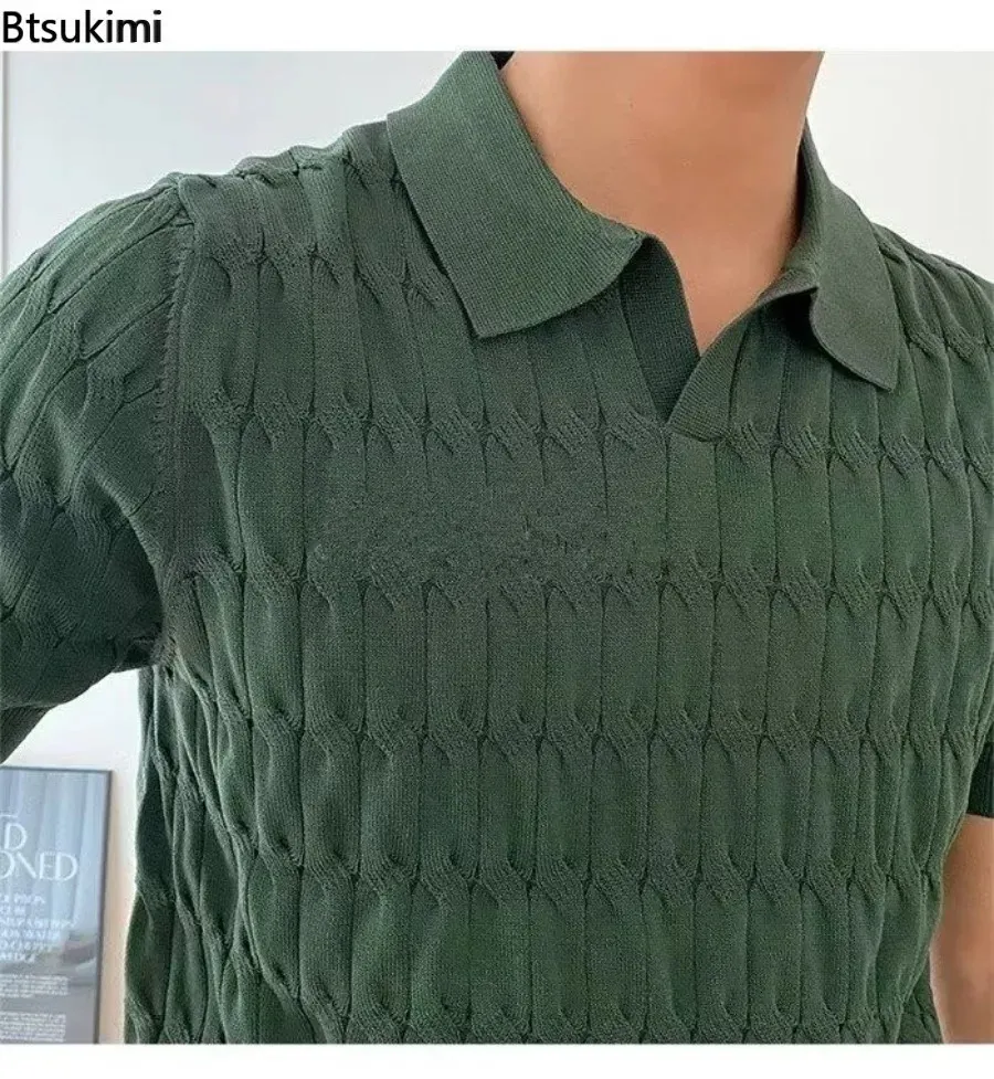 Stylish Jacquard Knit Polo: Premium Summer Shirts for Men - Short