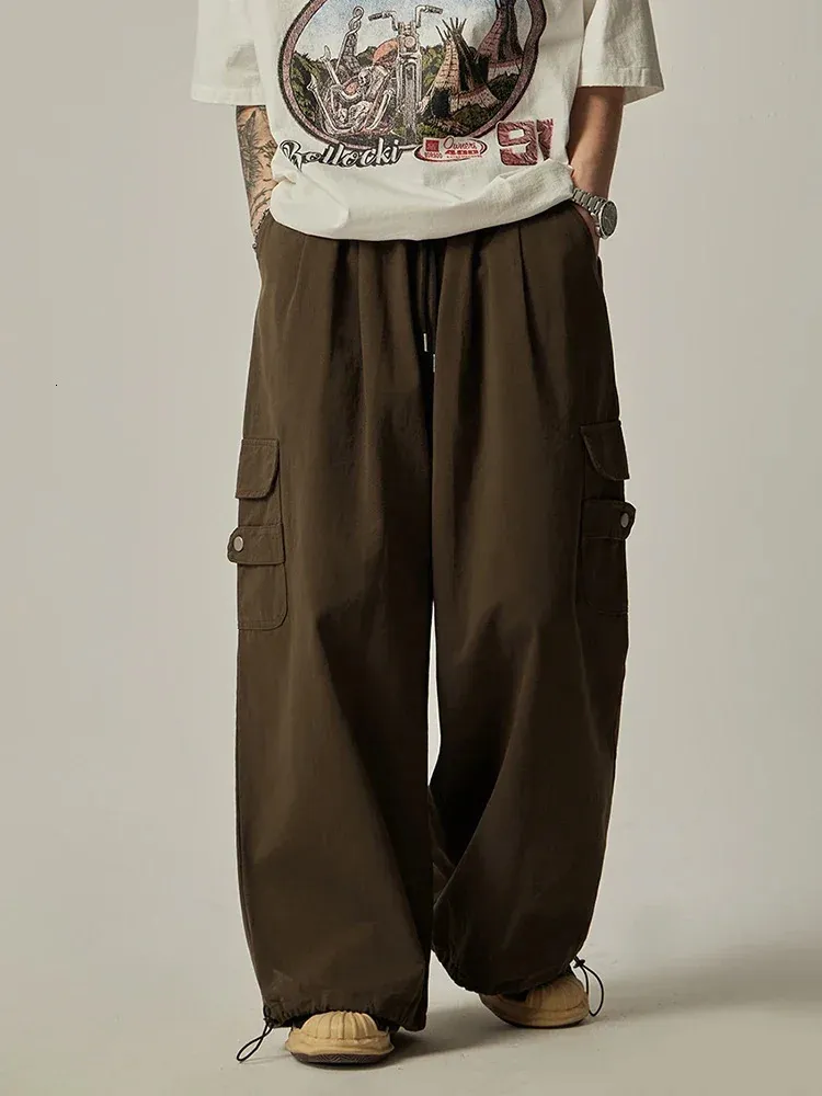 Baggy Cargo Pants Men Oversized Wide Leg Trousers, Loose Fit Cargo