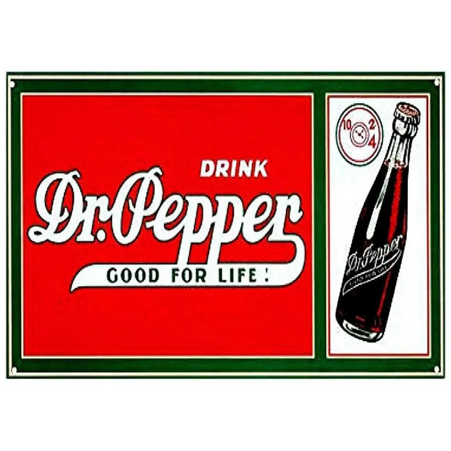 Dr. Pepper Cola Metal Tin Sign Rectangle Wall Art Plaque Vintage