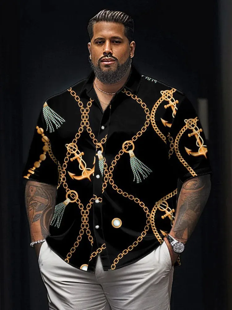 Plus Size Mens Retro Japanese Style Shirt - Lightweight Summer Top