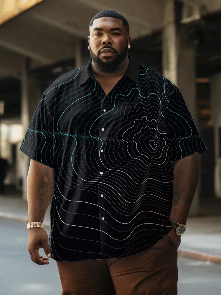 Plus Size Mens Retro Japanese Style Shirt - Lightweight Summer Top