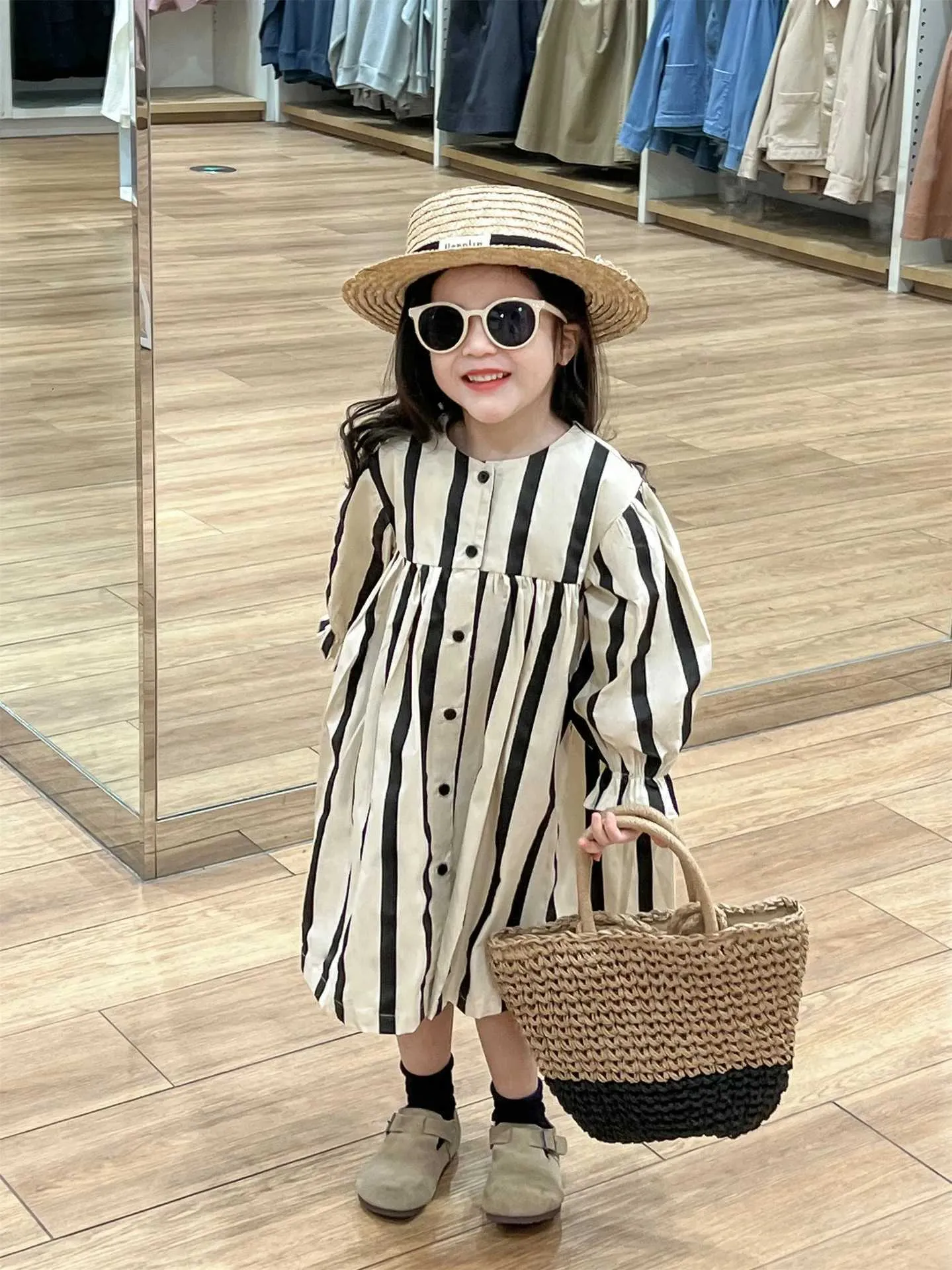 spring striped dress black 🇺🇸 Abby Perfect V-Neck Striped Dress
