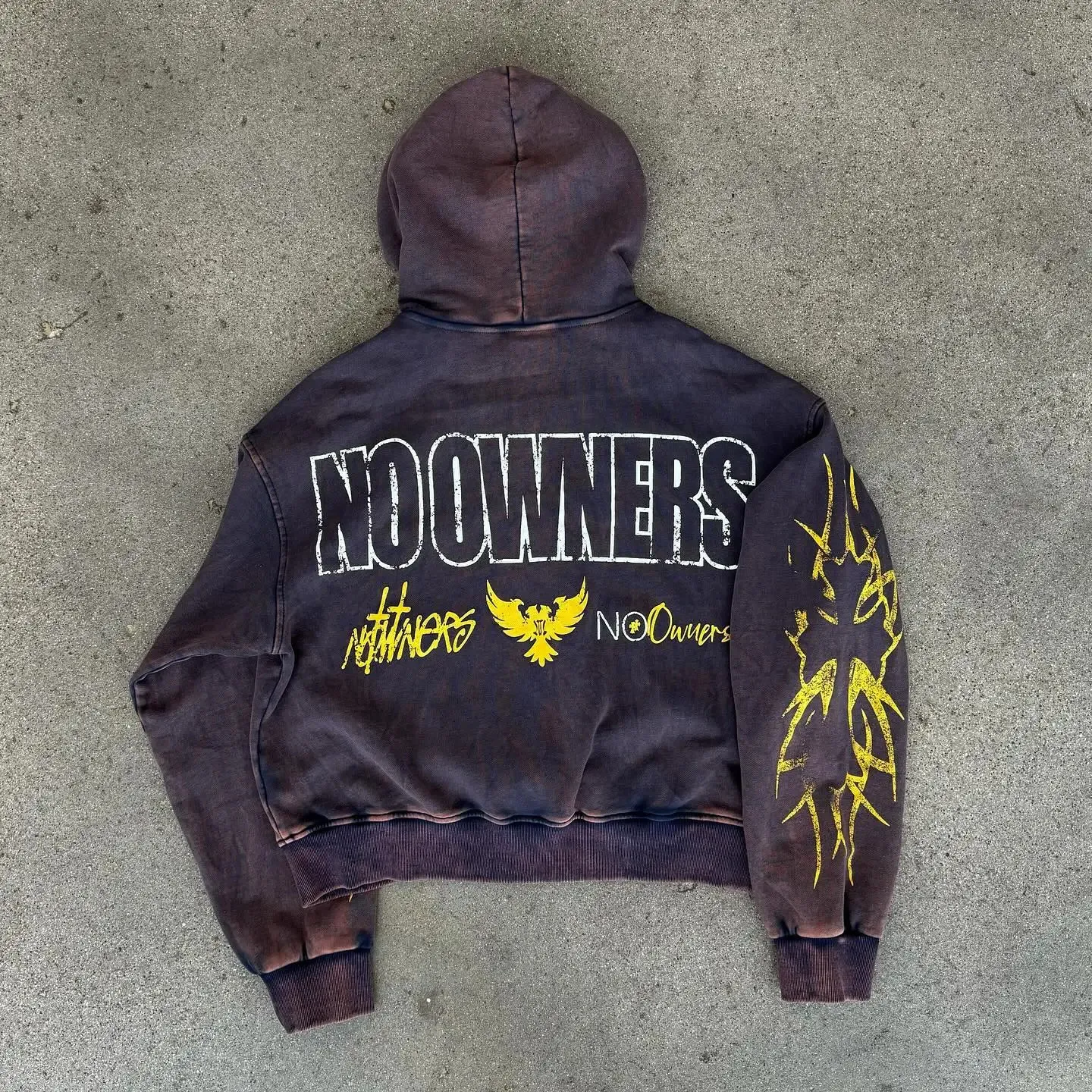 DHgate.com:Acid Wash Zip Up Hoodie - Retro Harajuku Gothic