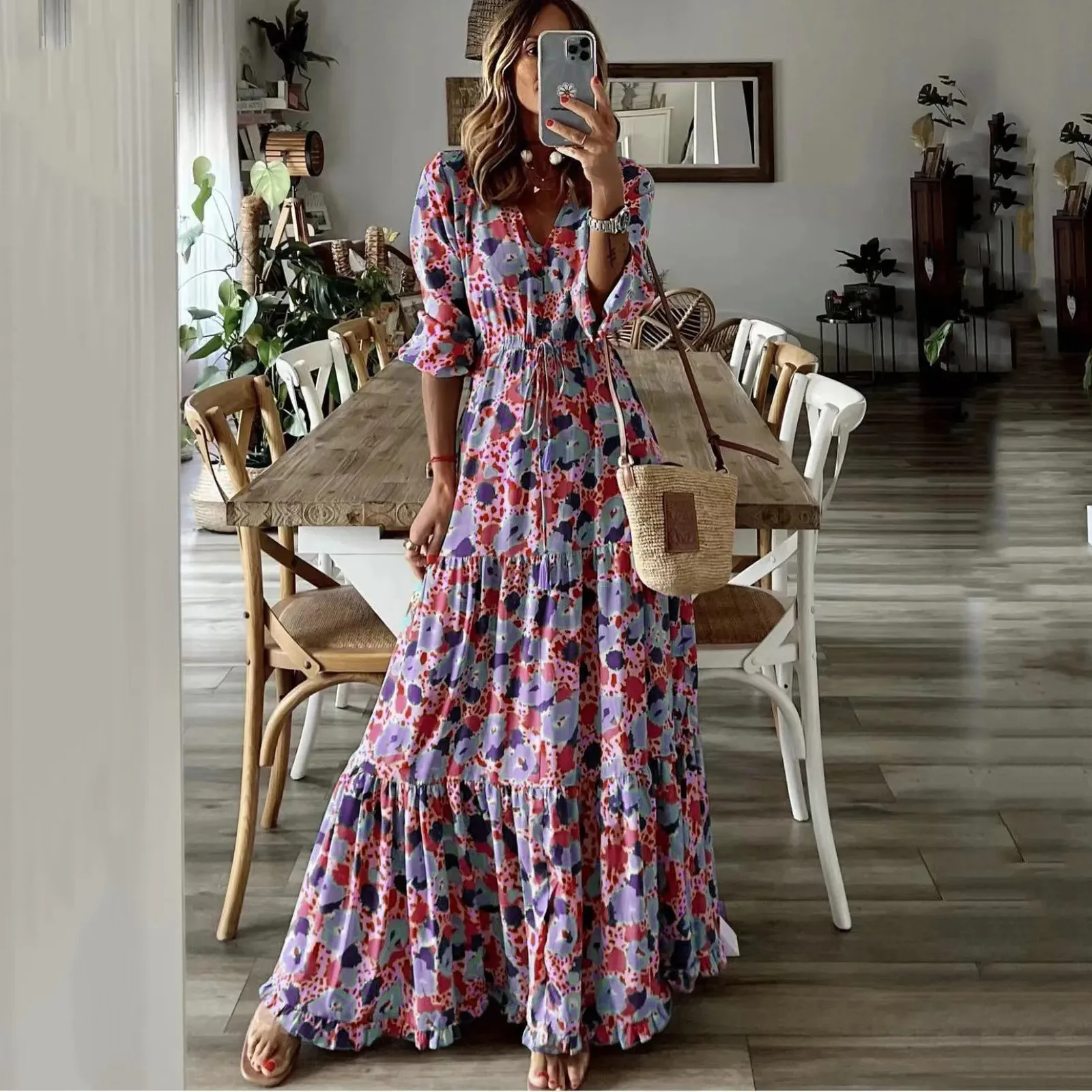 Flower Print Long Floral Maxi Dress for Women Casual Holiday A-line Beach Dress with Pullover Closure from Dhgate Basic & Casual Dresses - price 65.53 Flower Print Long Floral Maxi Dress for Women Casual Holiday A-line Beach Dress with Pullover Closure from Dhgate Basic & Casual Dresses - price 65.53