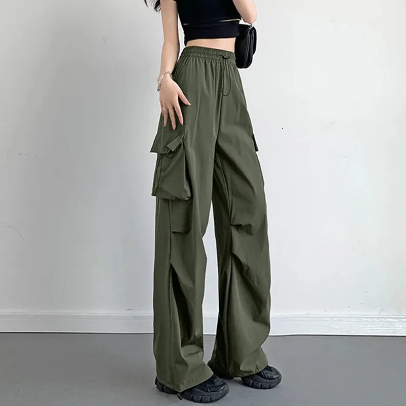 Pantalon De Carga Para Mujer: Tilo De Hip Hop De Gran Tamaño, Pierna Ancha De Cintura Alta, Ajuste Suelto, Casual De Verano, Moda Coreana De 17,05 € | DHgate