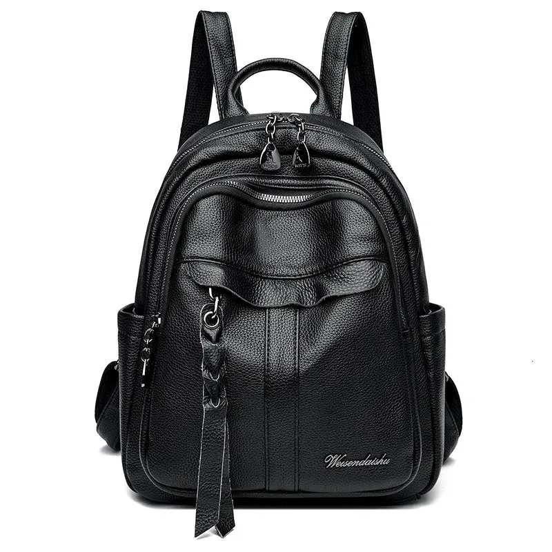 blackbook leather backpack For Men | Leather Backpack For Women | Black Leather College Backpack Backpack Charlotte Of Soft Pebble