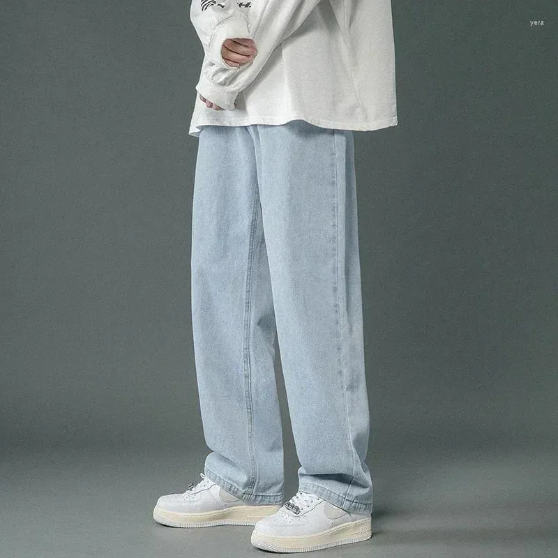 Jeans para hombres neutros simples pantalones solidos pantalones hombres de estilo coreano calles hes belle de jean casual jean gris blanco azul