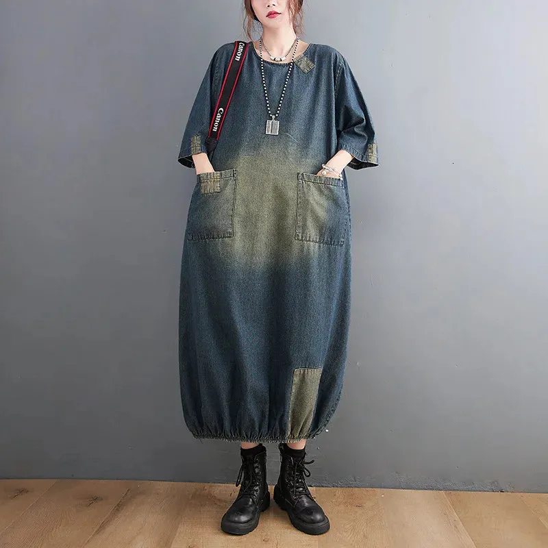 Vintage Blue Denim Dress Loose Fit Long Dress | DHgate
