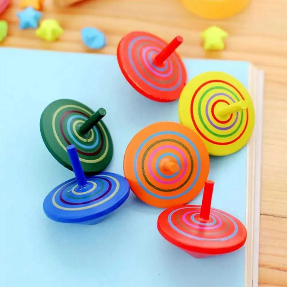 Exquisite Multi Color Wooden Spinning Top Set  From