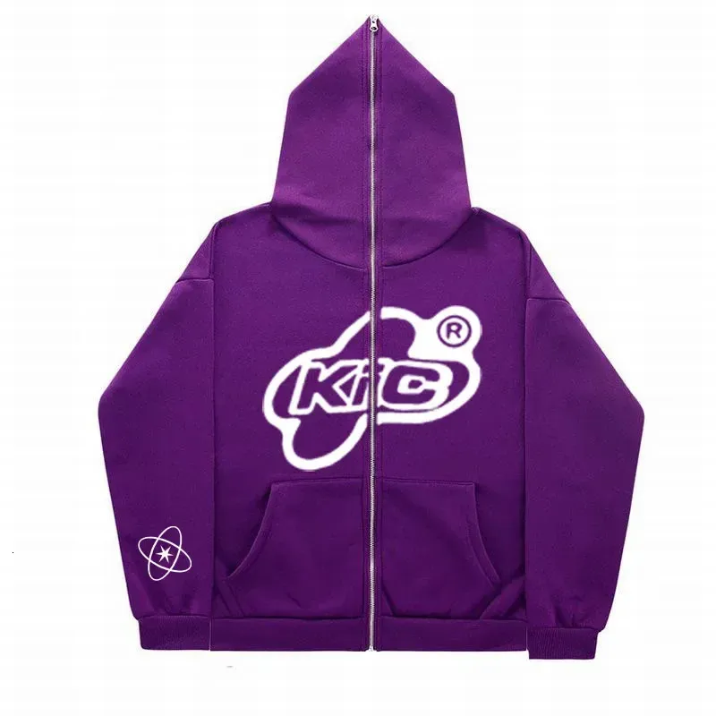 ゆっち Retro Y2K Full Zip Up Hooded Sweatshirt - Unisex Harajuku