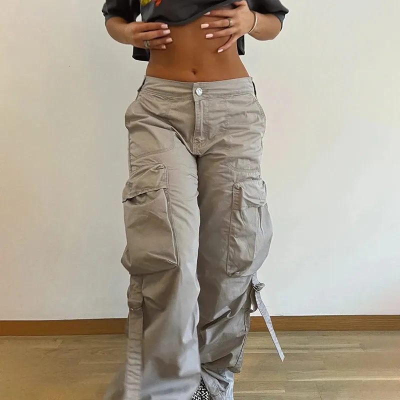 Low Rise Cargo Pants with Pockets - Y2K Streetwear, Vintage