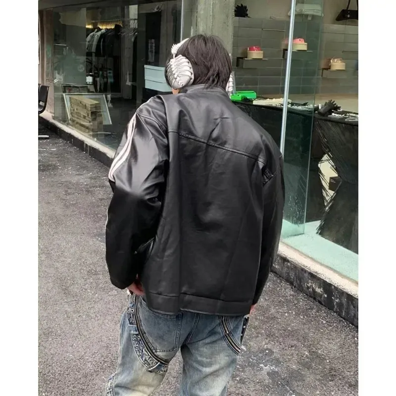 Mens Retro Leather Streetwear Jacket, American Patchwork | DHgate
