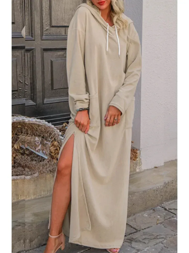 green emerald velvet dress JOAU Women Casual Hoodies Long Sleeve Split Hem Drawstring Hooded Long Maxi Sweatshirt  Dress with Pockets 2024 Fall Fashion at Amazon Women's Clothing store