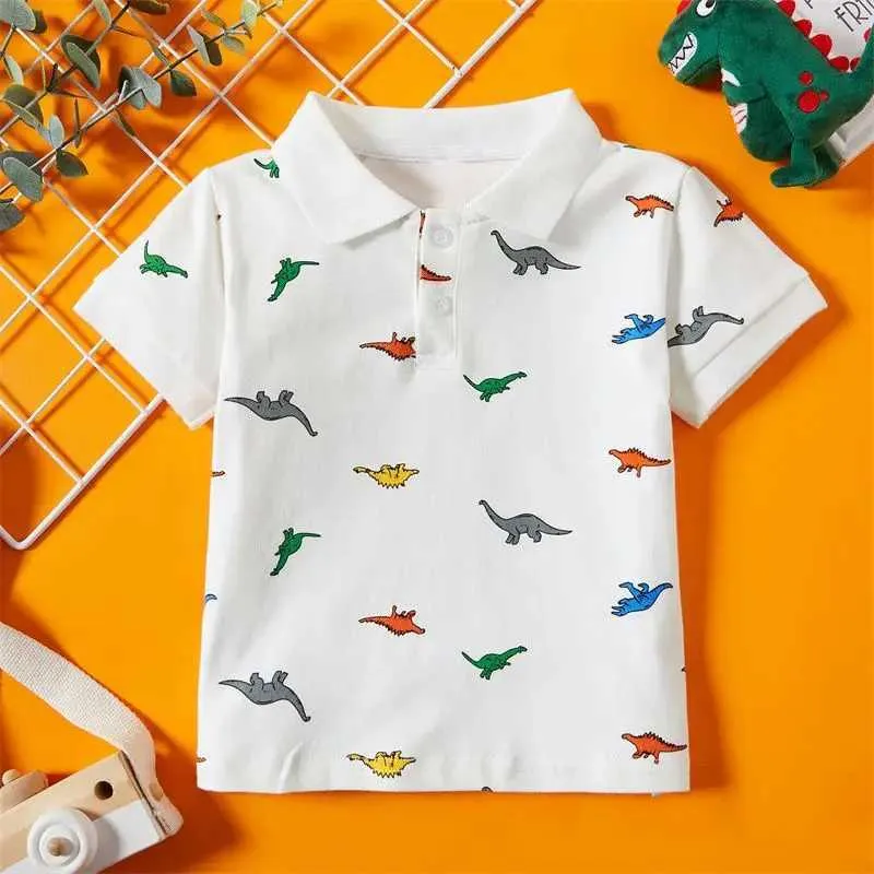Dinosaur Kids Button-Down Shirt - Boys Short Sleeve Cotton Top For Toddlers 2-8 Years