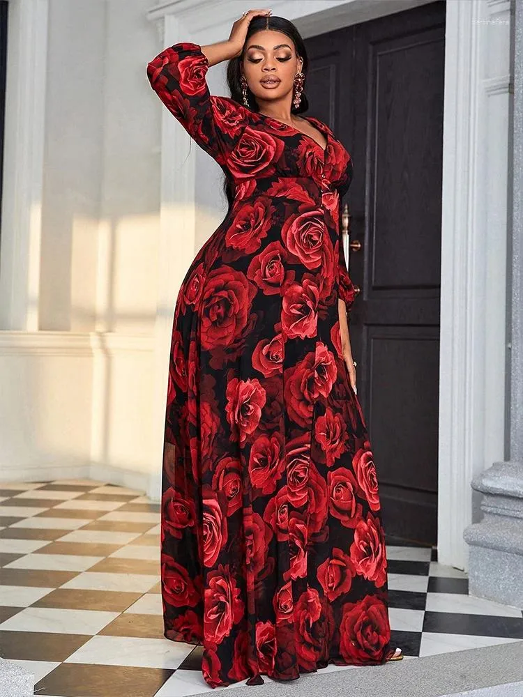 knee length dresses for ladies Plus Size Maxi Dress V Neck for Summer