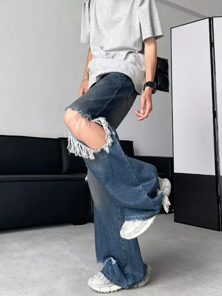 CRAZY Men's Baggy Denim Pants - Hip Hop Loose Fit Jeans With Straight Leg (Size 38) - View #6