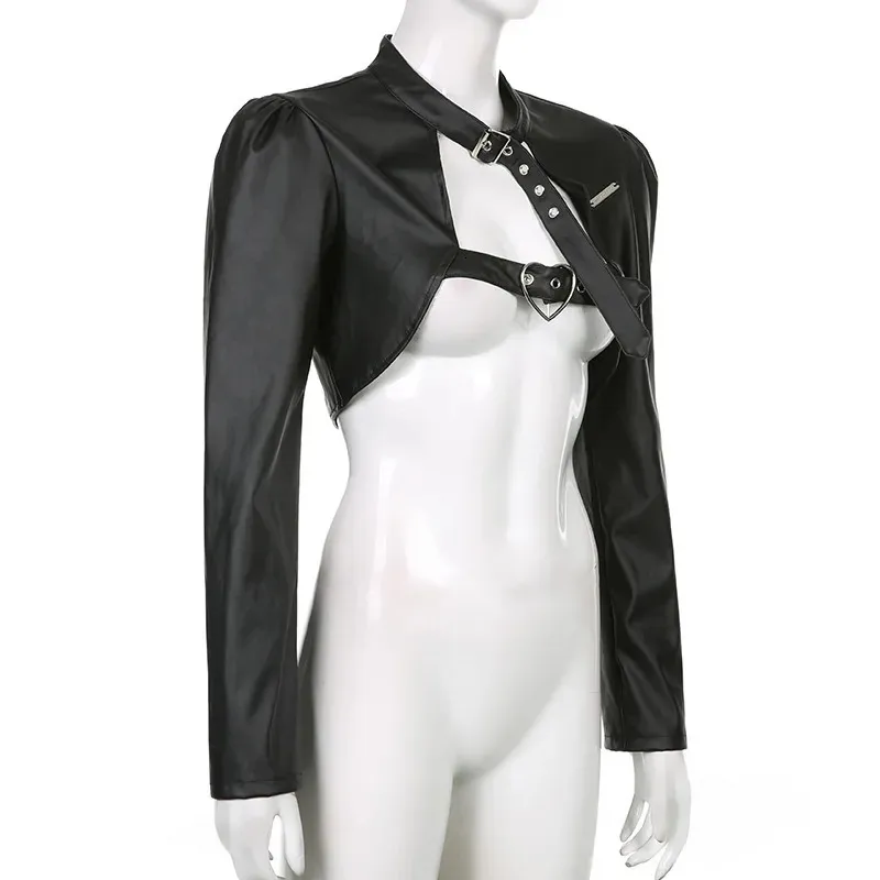 まぁ.♡さん専用★新品未使用★Faux leather crop jacket MUSINSA | LEVAR Faux Leather Crop Jacket - 2colors