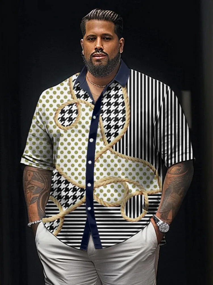 Plus Size Mens Retro Japanese Style Shirt - Lightweight Summer Top