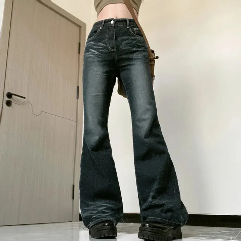 Low Rise Bell Bottom Jeans Y2K Womens Denim Flare Pants Mid Rise