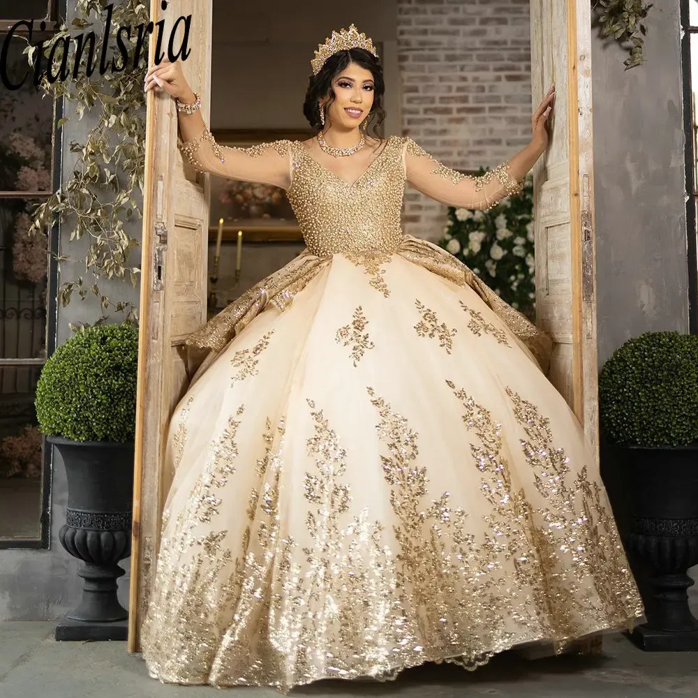glamorous gold dress Glamorous Gold Floral Sequin Prom Dress with Criss-Cross Back – FancyVestido