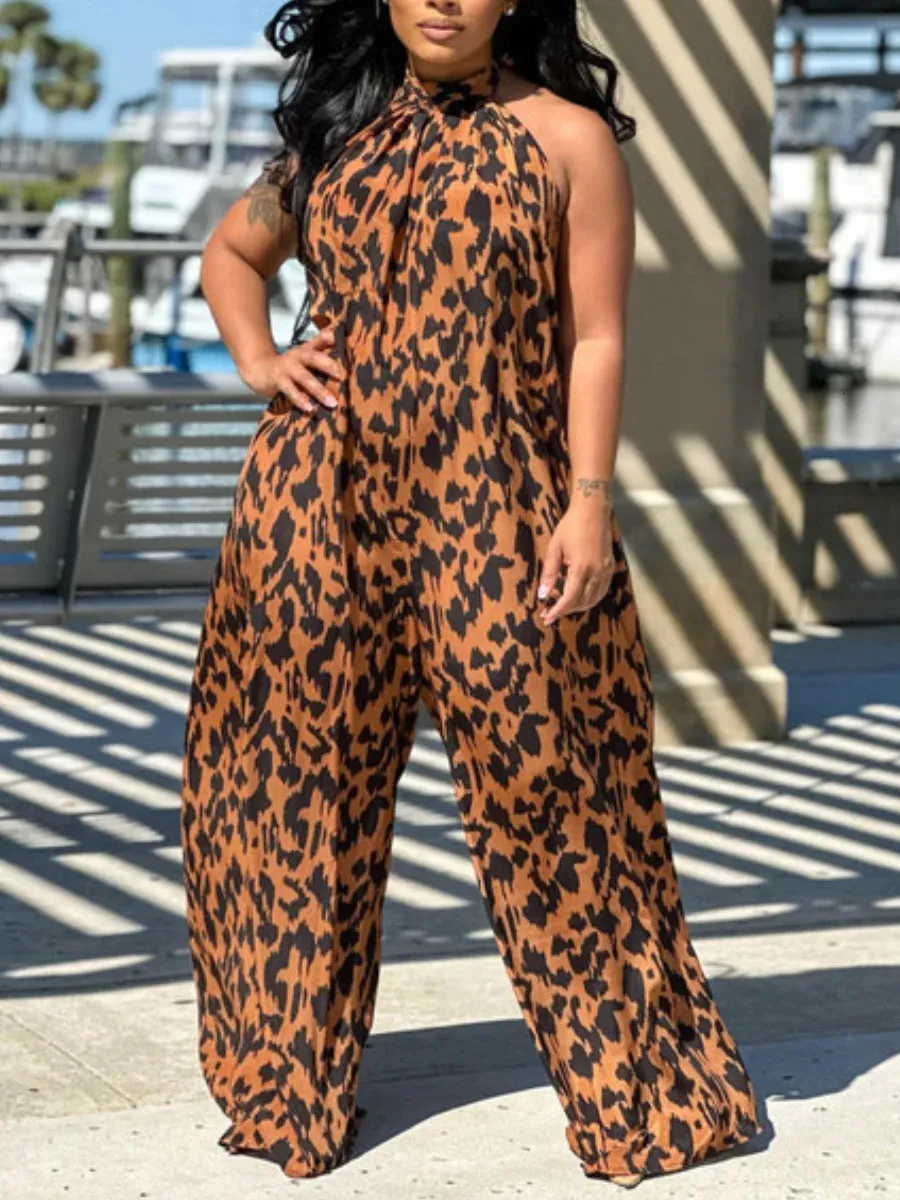 Elegant Plus Size Sleeveless Jumpsuit: Backless Wide Leg Romper Shop Now!  Best Seller - Main Image