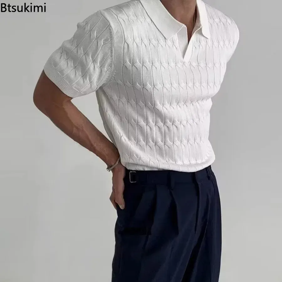 Stylish Jacquard Knit Polo: Premium Summer Shirts for Men