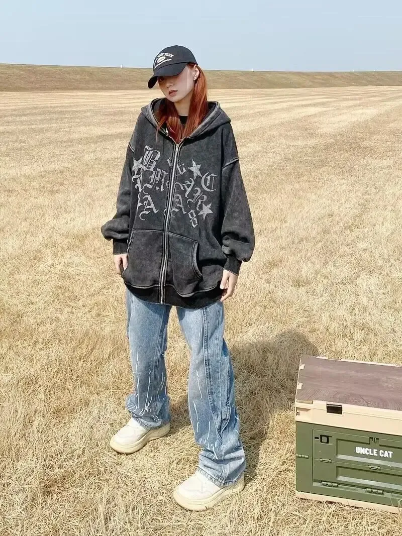 cozy worldwide zip foodie black y2kグランジ Flixxo Grunge Y2k