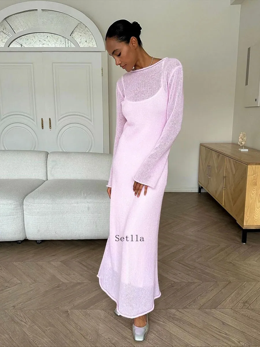 Women's Semi-Formal Pink Silk Dress with Black and White Horizontal Stripe Pattern