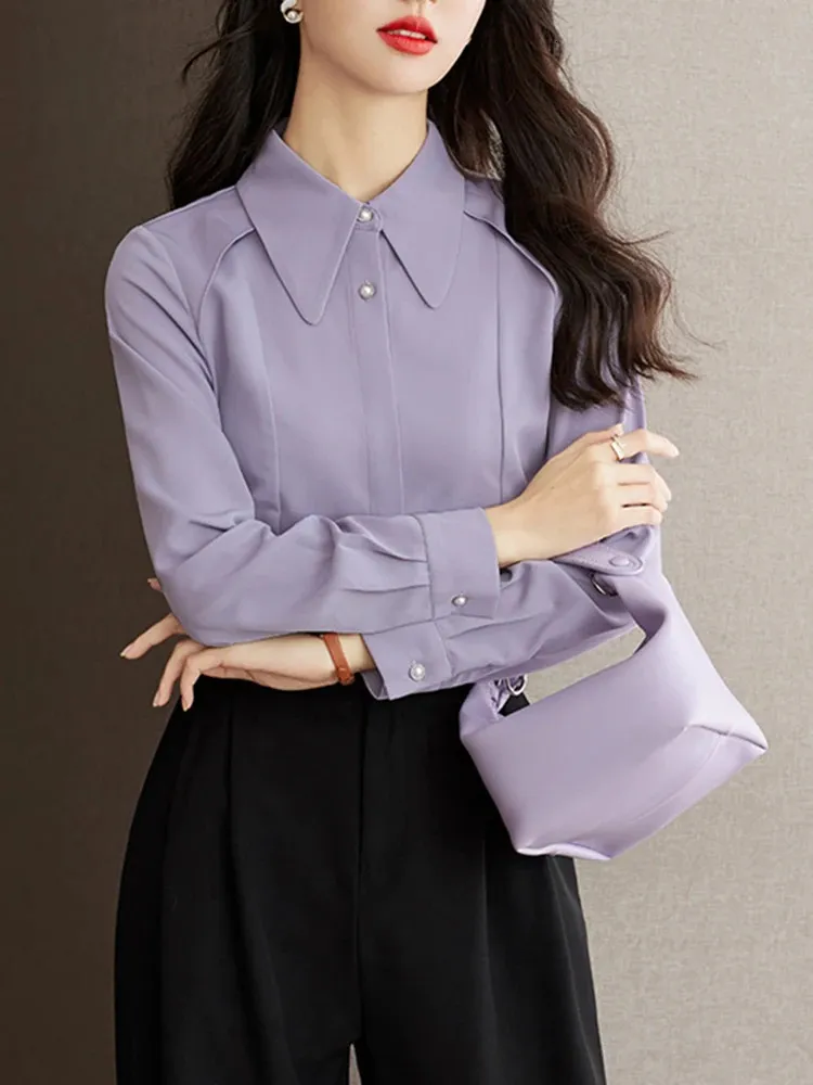 Autumn Casual Chiffon Shirt Women Office Lady Shirts Fashion