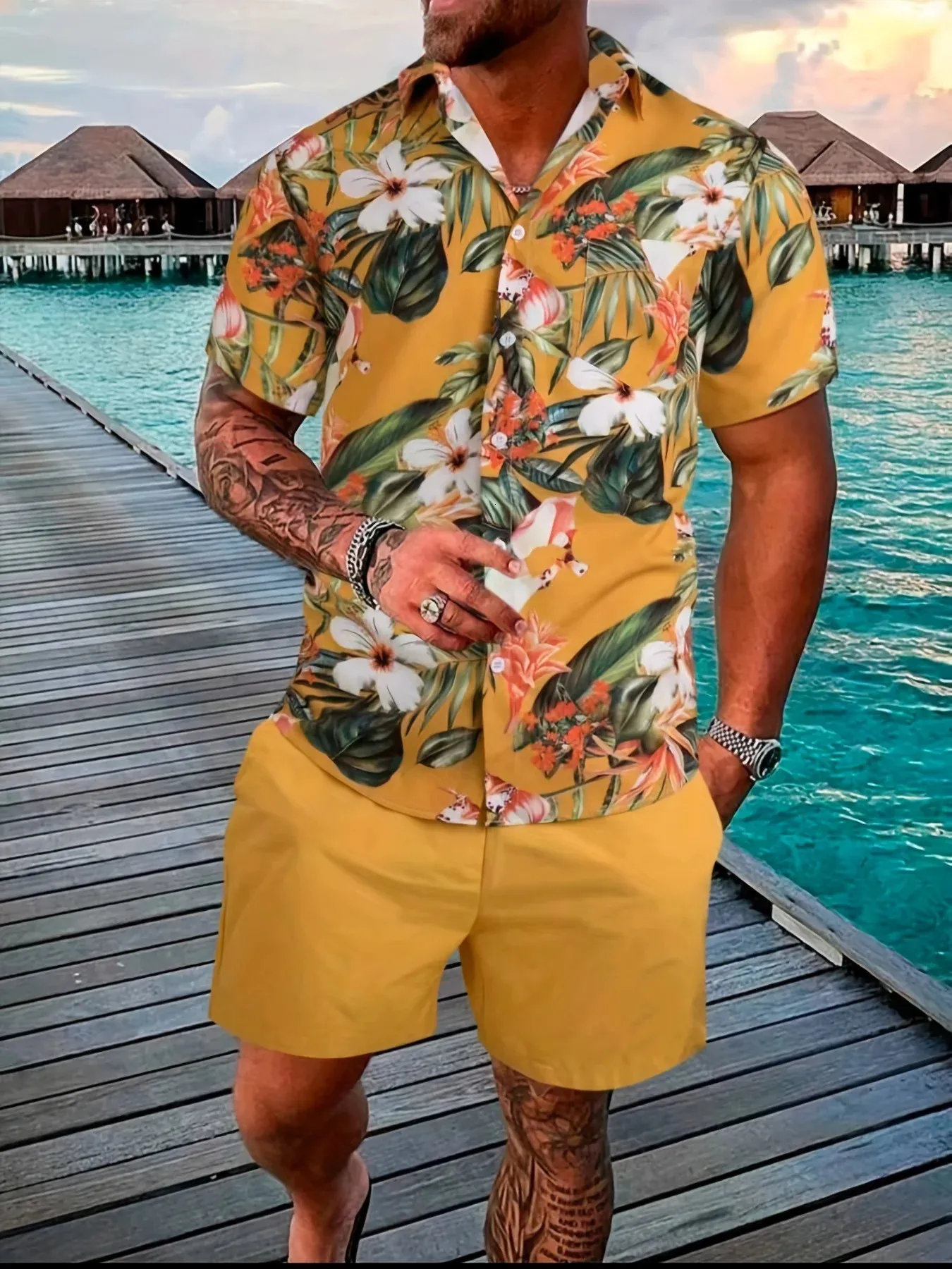 Mens Beach Shirts: Lightweight Summer Set With Short Sleeve Button