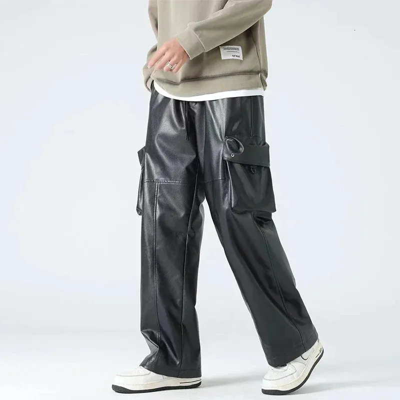 Mens Black Faux Leather Pants - Matte Finish, Straight Leg