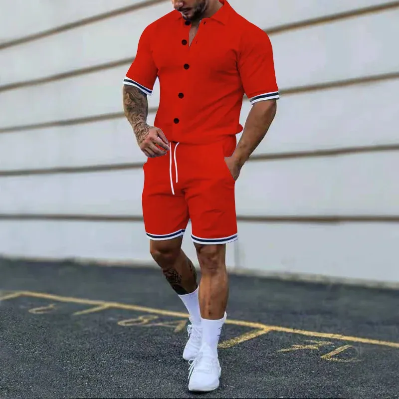BASEBALL SHIRT SWEAT SHORTS セットアップ Men Short Set Summer Mens Track Suit Sets Custom Solid Color Mens