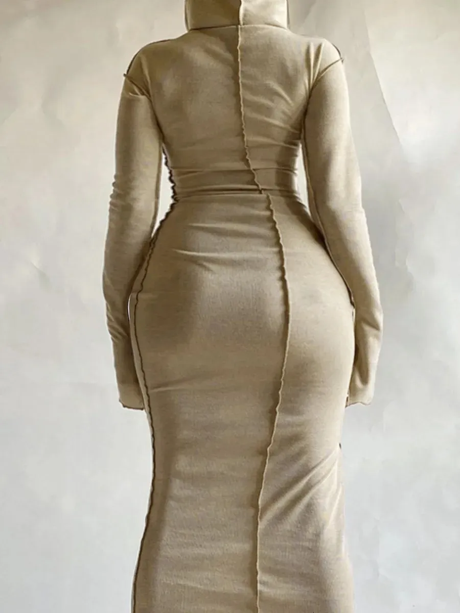 plus size hooded bodycon dress Women's Plus Size Fall Rib Knit Pullover Sweater Fashion Long Sleeve Hooded Bodycon Dress