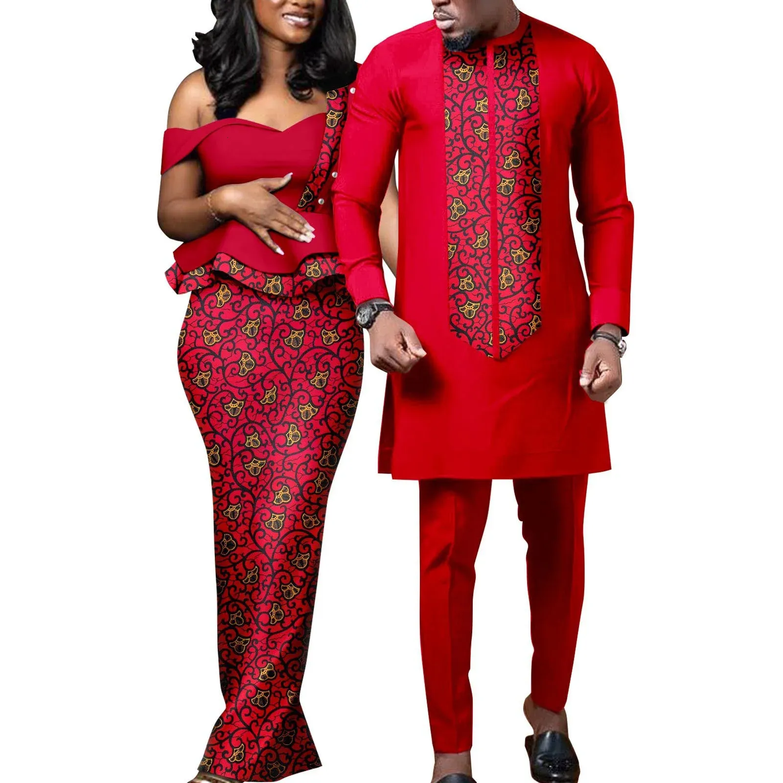 african engagement dresses for couple White African Wedding Dress & Mens Kaftan |Matching Kente couple dress