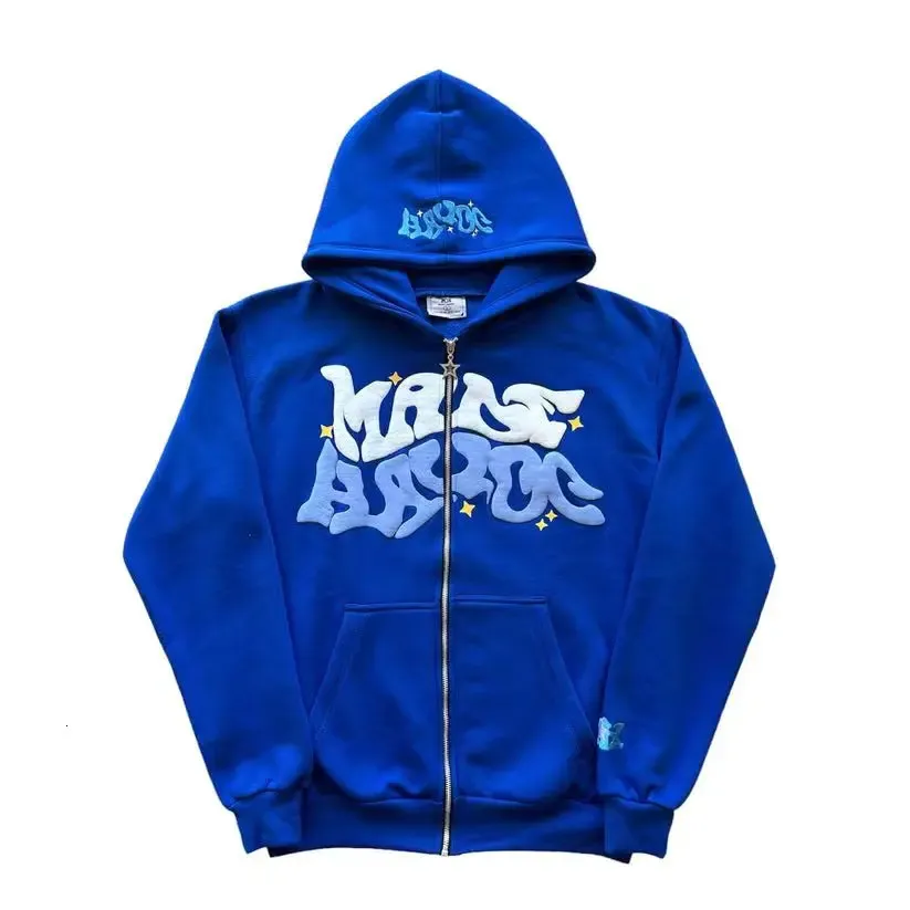 【ぴーくん 】 Oversized Y2k Zip Up Hoodie Mens Streetwear - Printed Hip