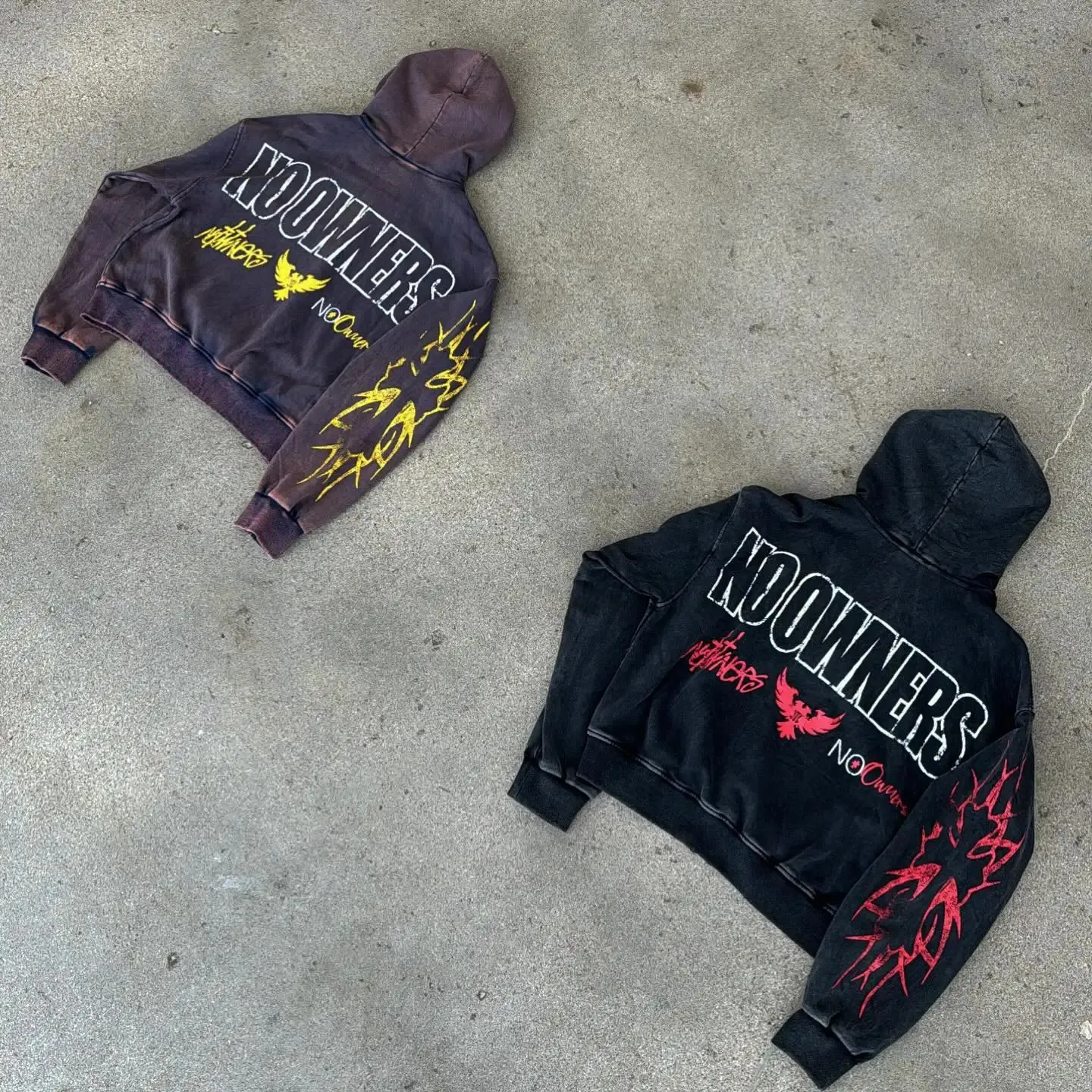 DHgate.com:Acid Wash Zip-Up Hoodie: Retro Gothic Graphic