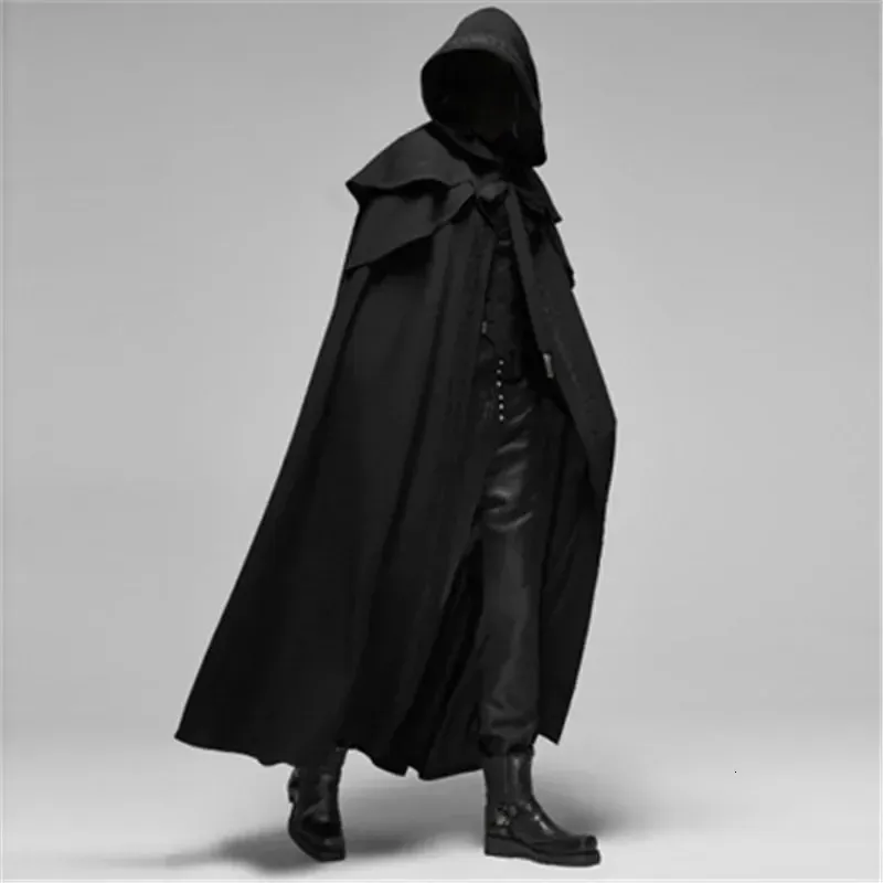 Mens black cape coat hot sale