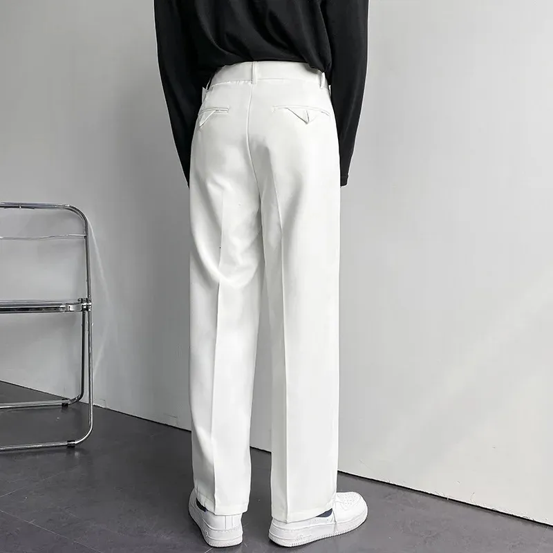 Korean Style Draped White Trousers: Spring/Autumn Mens