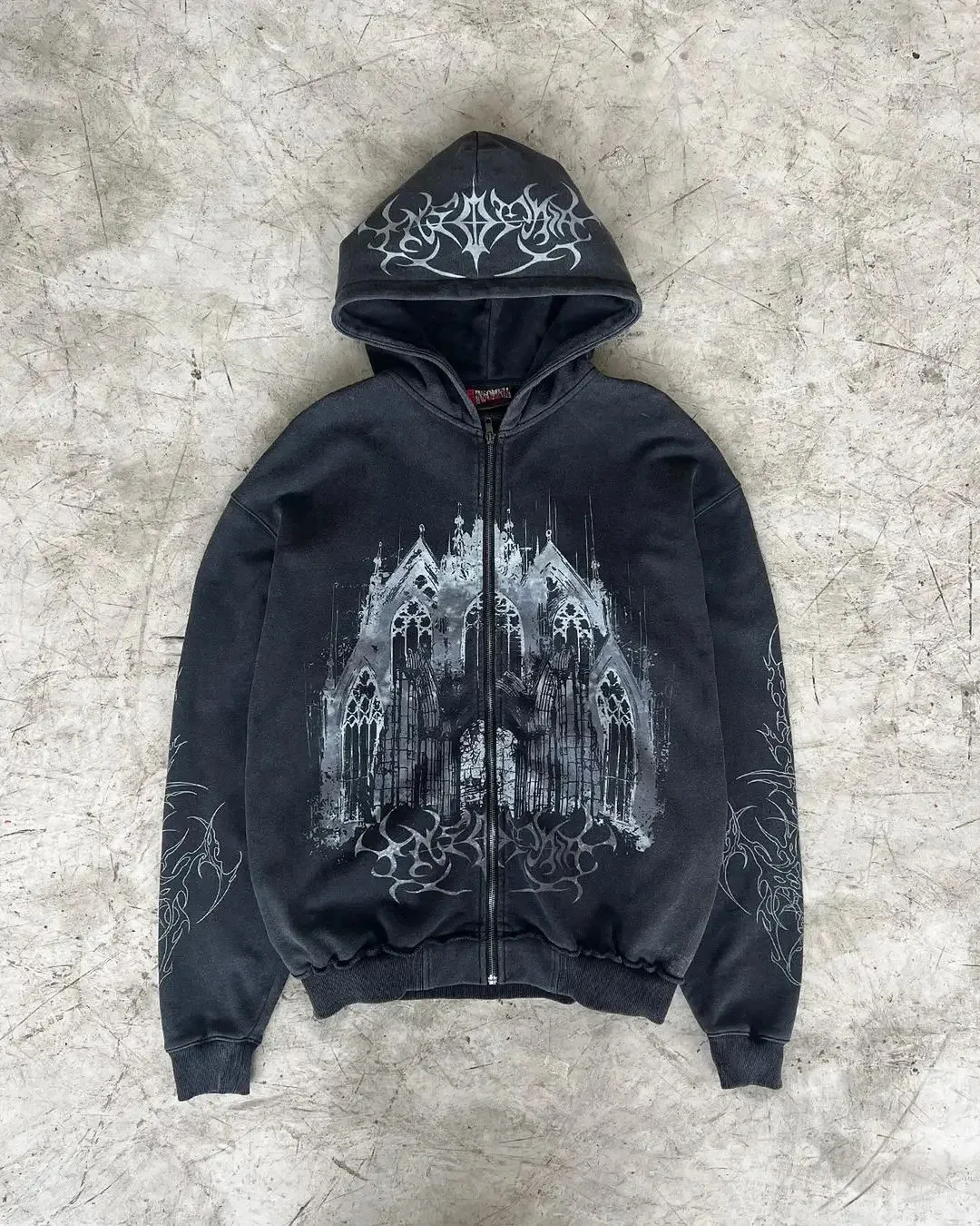 Y2K Printed Zip-Up Hoodie - Retro Harajuku Streetwear, Mens
