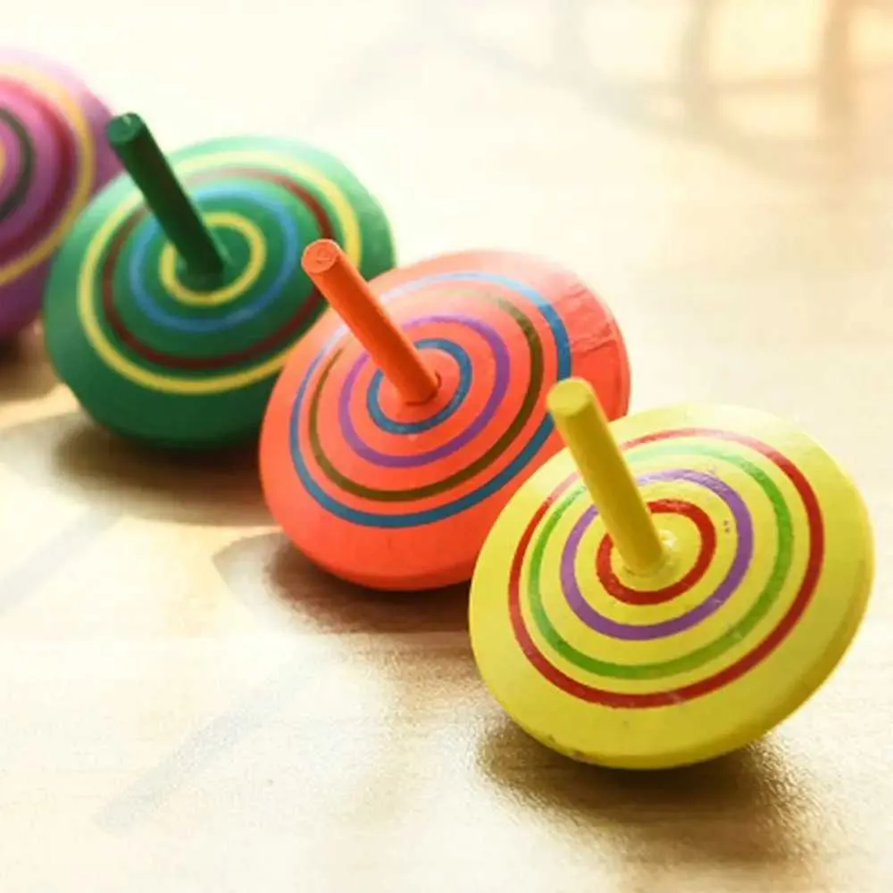Exquisite Multi Color Wooden Spinning Top Set  From