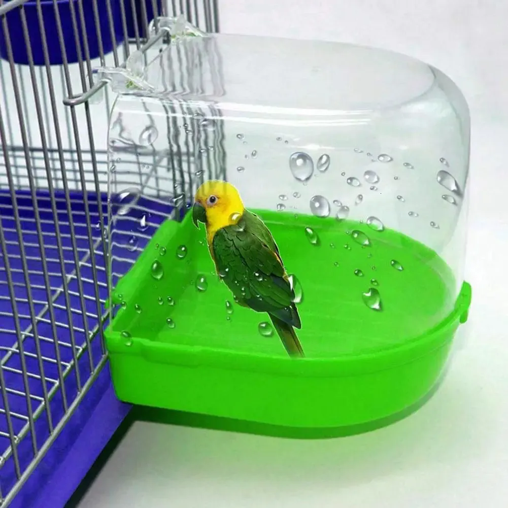 Saderoy Bird Bath Cage - Leak-proof Bathtub with Hanging Hooks for Small Birds