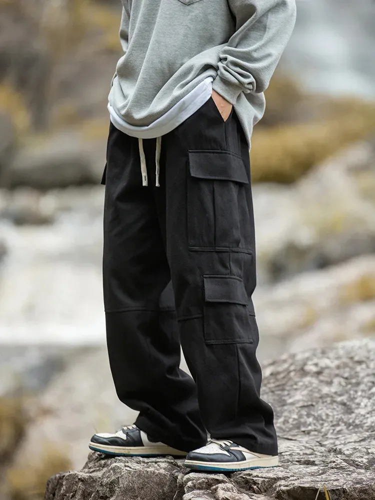 Mens Multi-Pocket Cargo Pants: Spring Style, Japanese Inspired