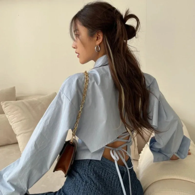 Elegant Lace Up Turn-back Collar Long Sleeve Two Pieces Elegant Lace Up Turn-back Collar Long Sleeve Two Pieces