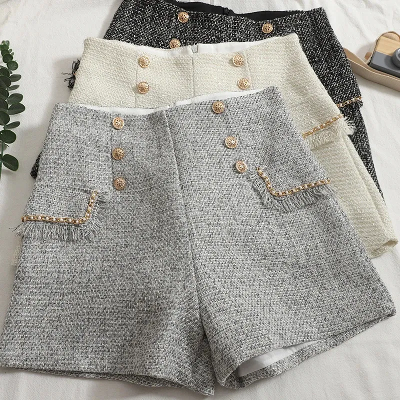 ITOOLIN Women Skinny Woolen Capris Low Waist Casual Shorts Up To
