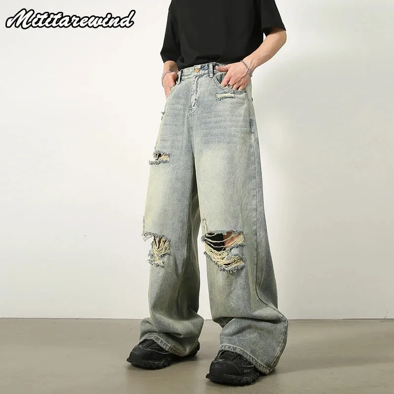 Oversized Ripped Jeans TRIANGLE PROJECT Distressed Dirty-Washed 