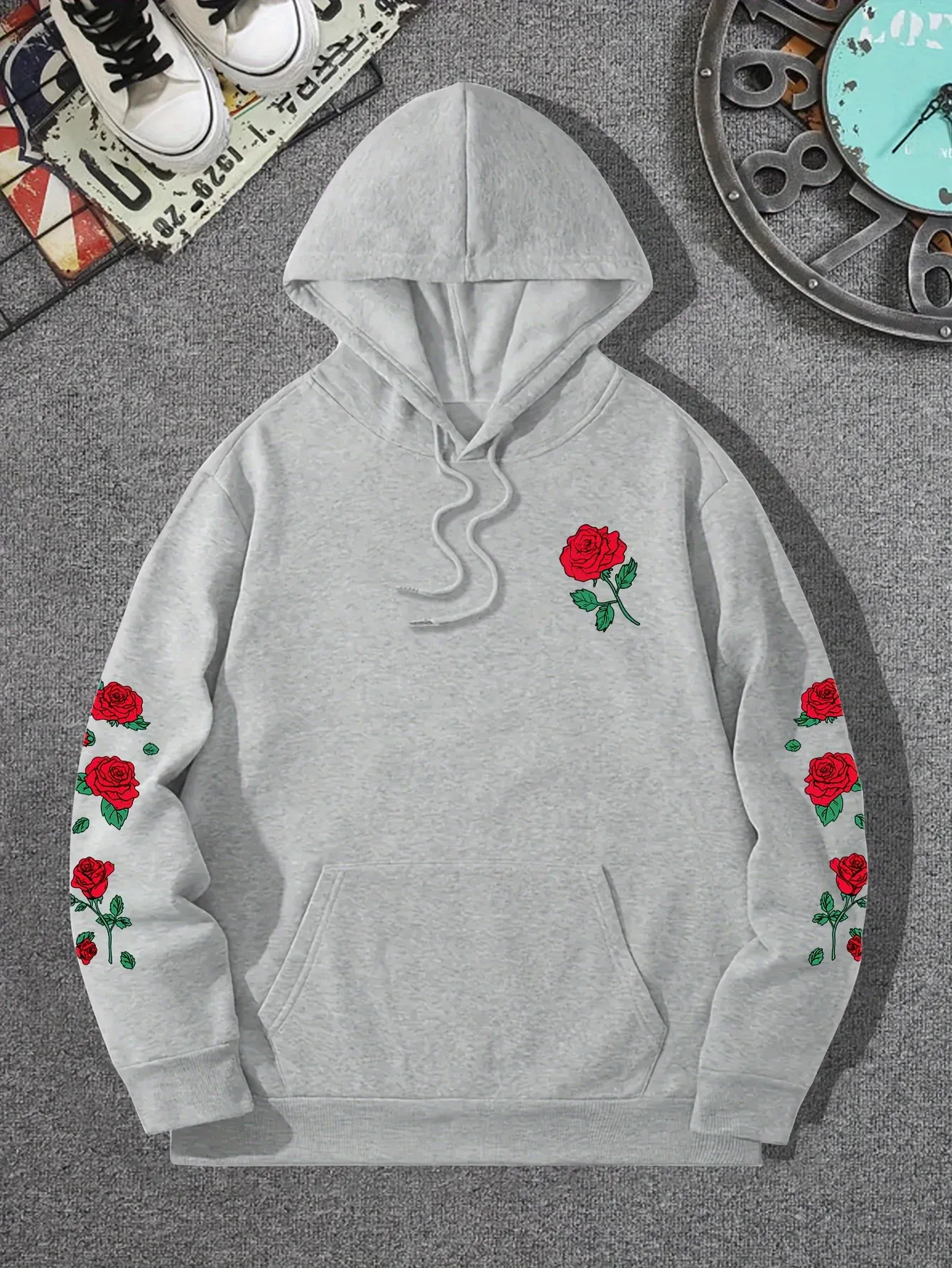 Rose print hoodie hotsell