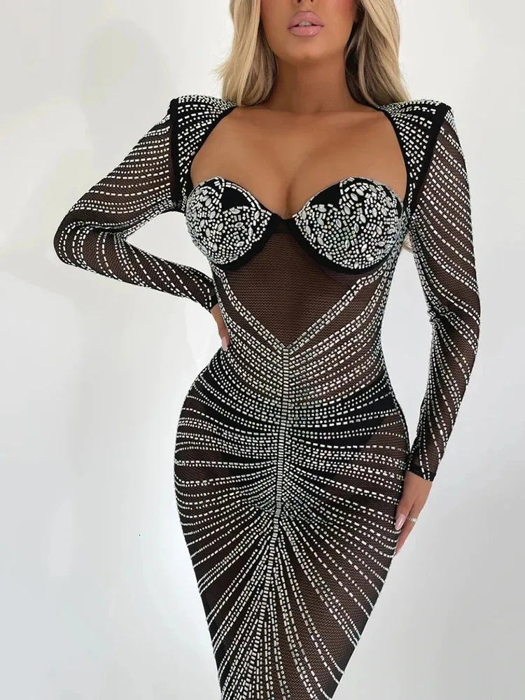 slim fit dress slacks Scoop Neck Glitter Mesh Lace Up Back High-Low Dress – Camille La Vie main image 0